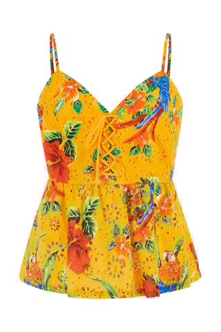 Top en broderie anglaise Stacy - Moutarde et rouge