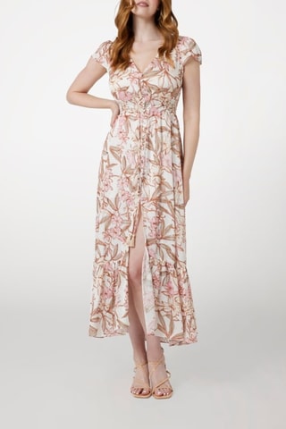 Robe longue Destiny - Ecru et rose
