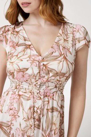 Robe longue Destiny - Ecru et rose