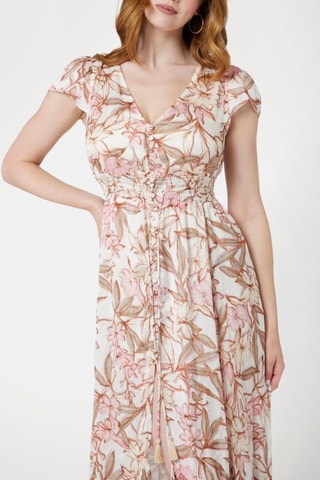 Robe longue Destiny - Ecru et rose