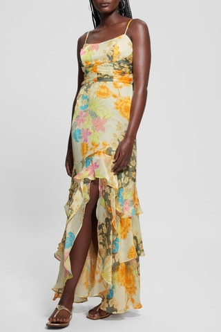 Robe longue Vicky - Ecru et moutarde