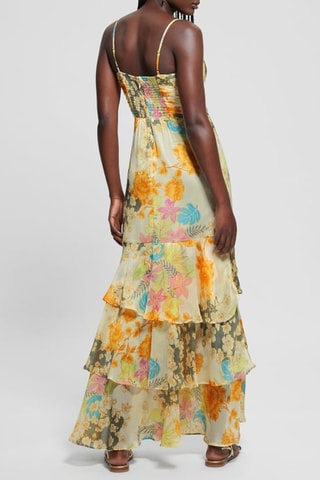 Robe longue Vicky - Ecru et moutarde