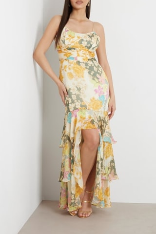 Robe longue Vicky - Ecru et moutarde
