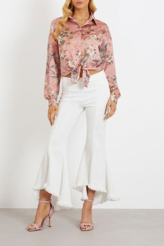 Jean flare taille haute Sofia - Blanc