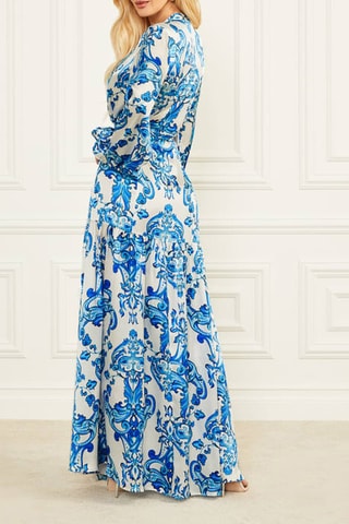 Robe chemise en soie Nomad - Bleu et blanc