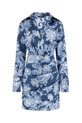 Robe droite Floral - Bleu marine