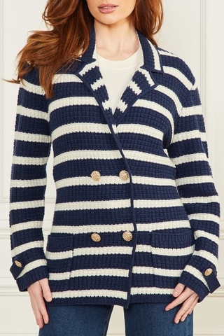 Gilet en laine Gaia - Bleu marine et blanc