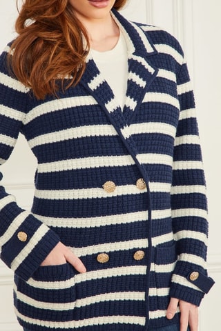 Gilet en laine Gaia - Bleu marine et blanc