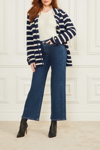 Gilet en laine Gaia - Bleu marine et blanc
