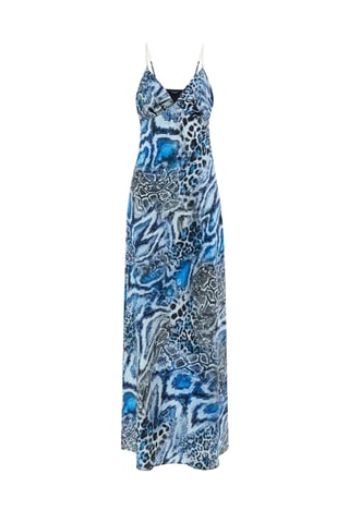 Robe longue Debora - Noir et bleu cobalt