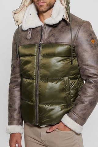 Veste à capuche Puffa - Marron et vert