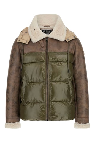 Veste à capuche Puffa - Marron et vert