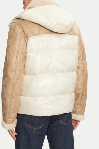 Veste à capuche Puffa - Beige et blanc