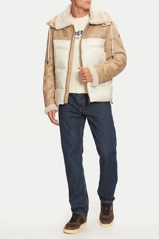 Veste à capuche Puffa - Beige et blanc