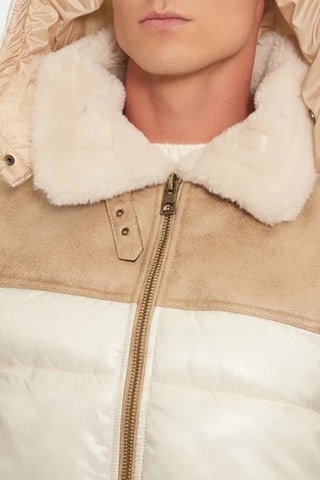 Veste à capuche Puffa - Beige et blanc