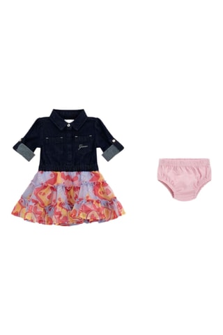 Robe trompe-l'œil et bloomer - Bleu marine et rose