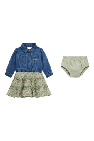 Robe trompe-l'œil et bloomer - Bleu marine et vert d’eau