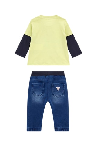 T-shirt trompe-l’œil et jogging - Vert citron et bleu marine