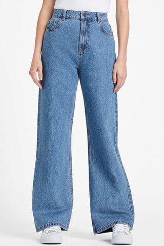 Jean wide legs taille haute - Bleu marine
