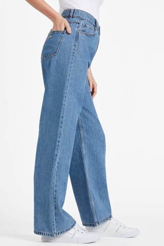 Jean wide legs taille haute - Bleu marine