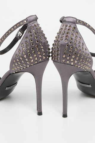 Sandales à talons en soie - Anthracite