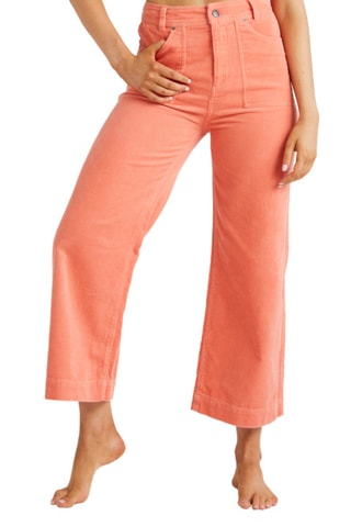 Pantalon 7/8 en velours en coton biologique taille haute - Rose - Billabong