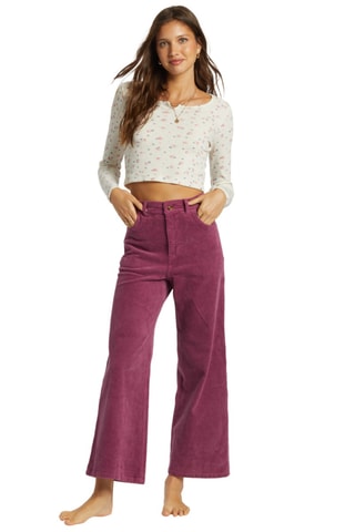 Pantalon slim en velours taille haute - Rose - Billabong