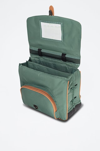 Cartable avec poche gourde Iris 38 cm - Kaki et blanc