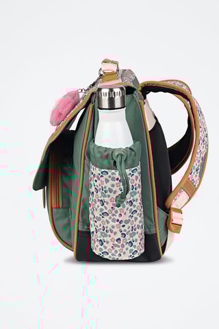 Cartable avec poche gourde Iris 38 cm - Kaki et blanc
