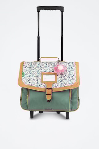 Cartable à roulettes Iris 38 cm - Vert et blanc