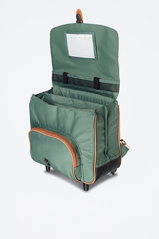 Cartable à roulettes Iris 38 cm - Vert et blanc