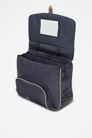 Cartable avec poche gourde Antonia 38 cm - Bleu marine et rose