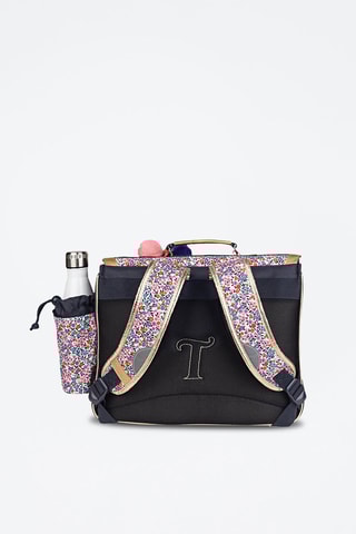 Cartable avec poche gourde Antonia 38 cm - Bleu marine et rose