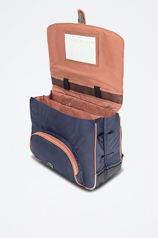 Cartable avec poche gourde Camille 38 cm - Bleu marine