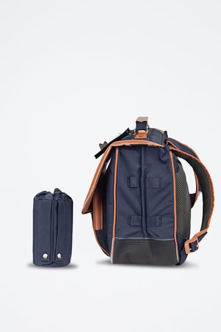 Cartable avec poche gourde Camille 38 cm - Bleu marine
