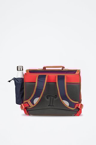 Cartable avec poche gourde Arthur 38 cm - Bleu marine et rouge