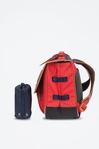 Cartable avec poche gourde Arthur 38 cm - Bleu marine et rouge