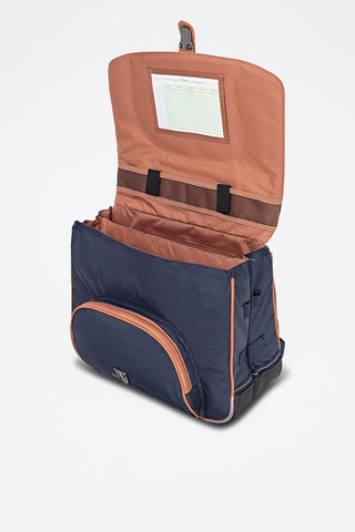 Cartable avec poche gourde Axel 38 cm - Kaki et bleu marine