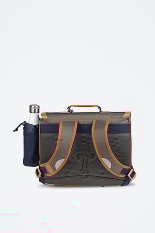 Cartable avec poche gourde Axel 38 cm - Kaki et bleu marine