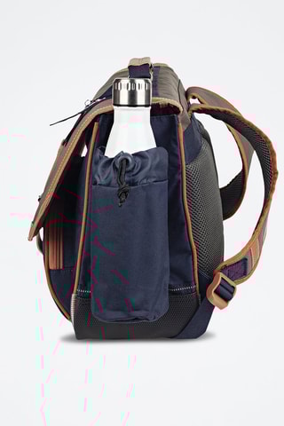 Cartable avec poche gourde Axel 38 cm - Kaki et bleu marine