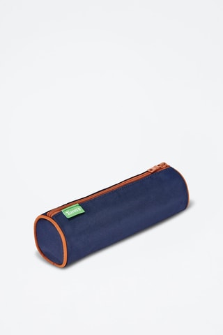 Trousse ronde Camille - Bleu marine et marron