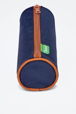 Trousse ronde Camille - Bleu marine et marron