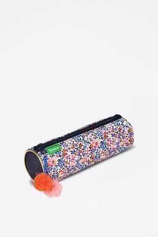 Trousse ronde Antonia - Bleu marine et blanc