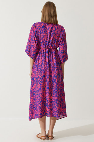 Robe midi - Fuchsia et bleu roi
