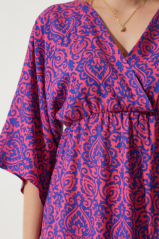 Robe midi - Fuchsia et bleu roi