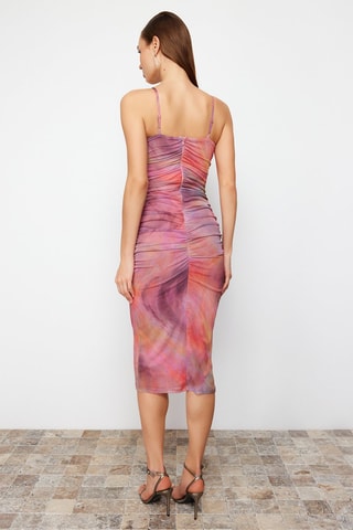 Robe midi - Violet et rose