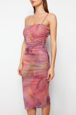 Robe midi - Violet et rose