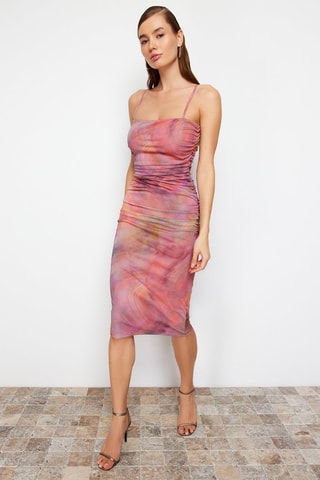 Robe midi - Violet et rose