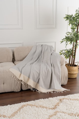 Jeté de canapé Baliksirti - Gris et beige