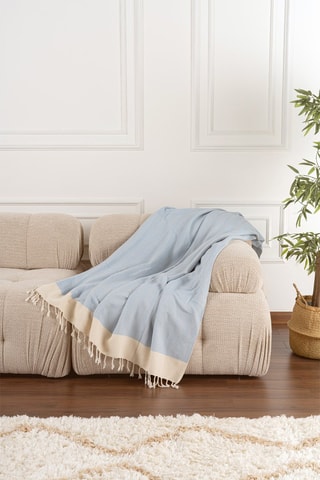 Jeté de canapé Baliksirti - Bleu clair et beige
